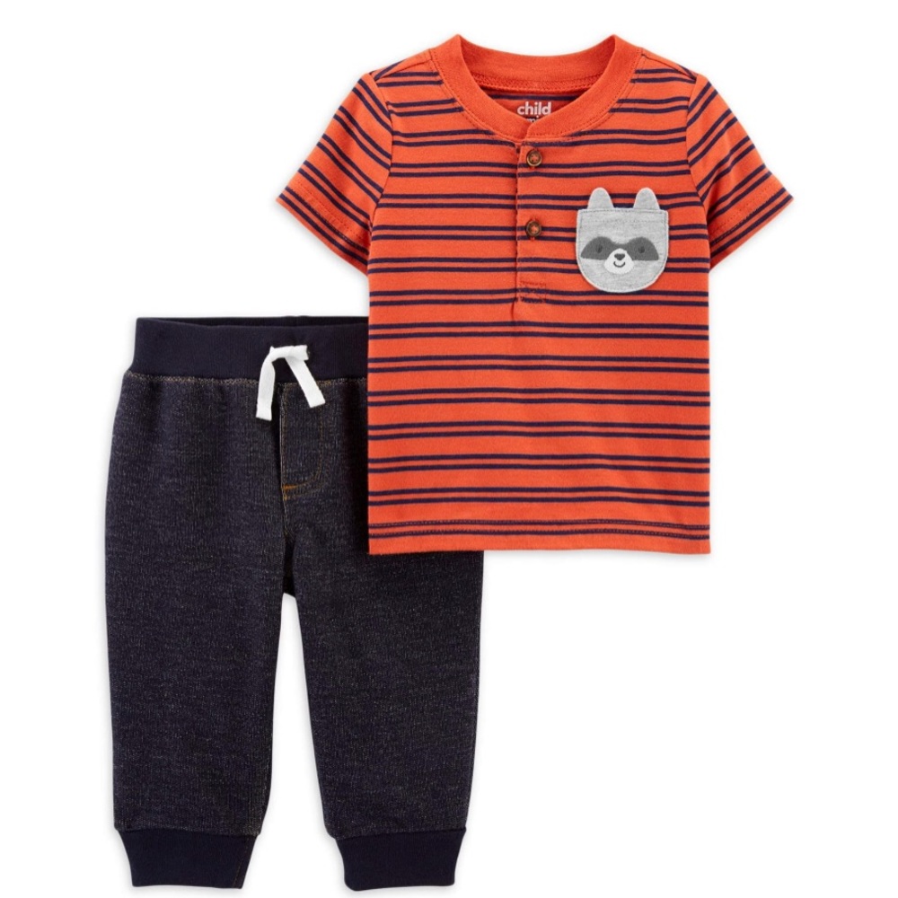Carter's Child of Mine Baby Boys Racoon Short Sleeve Outfit, 2 Piece Set